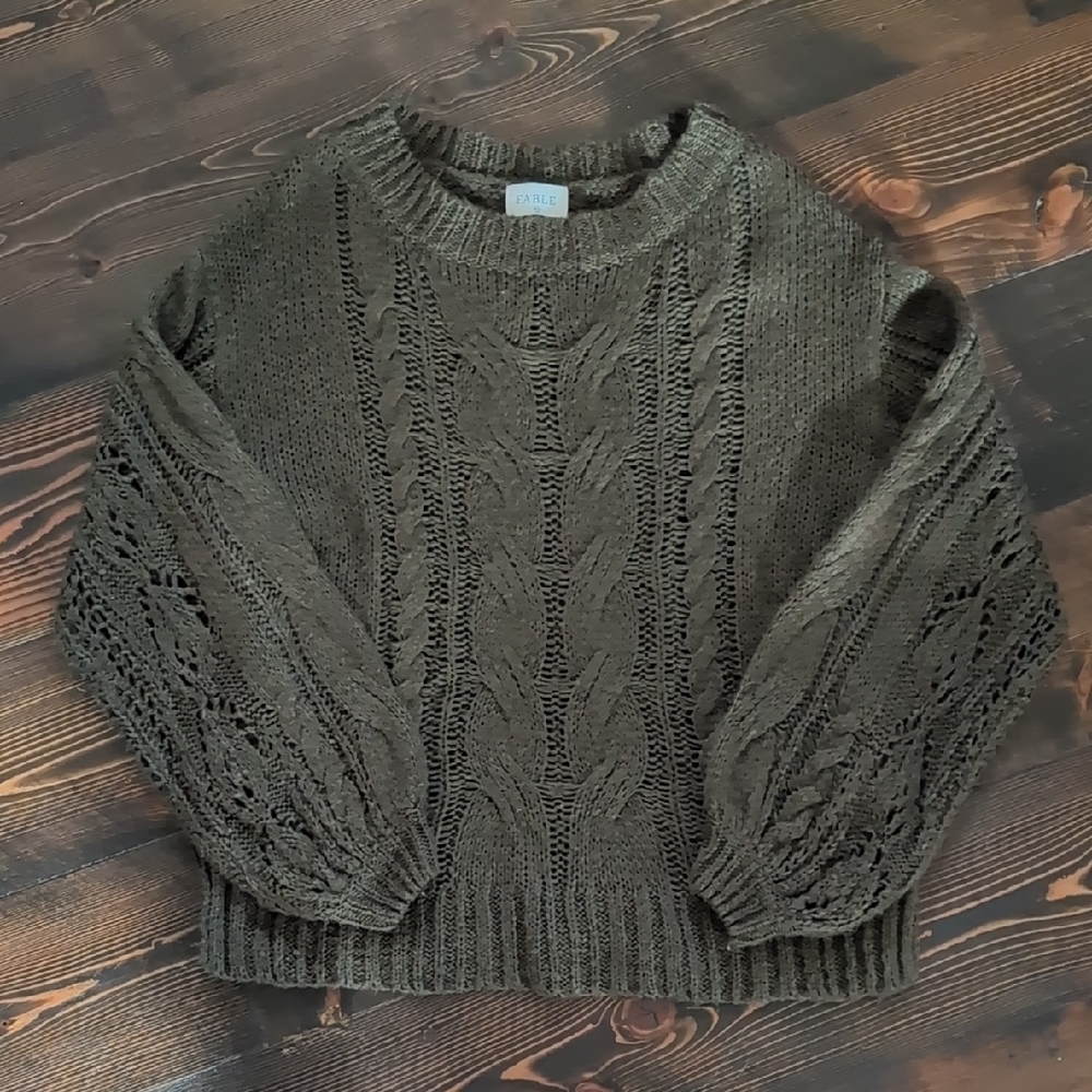 Fable Forest Green Cable Knit Sweater